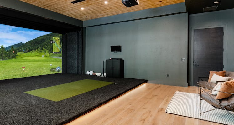 Golf simulator room.