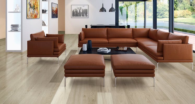 Modern living room with hardwood floors