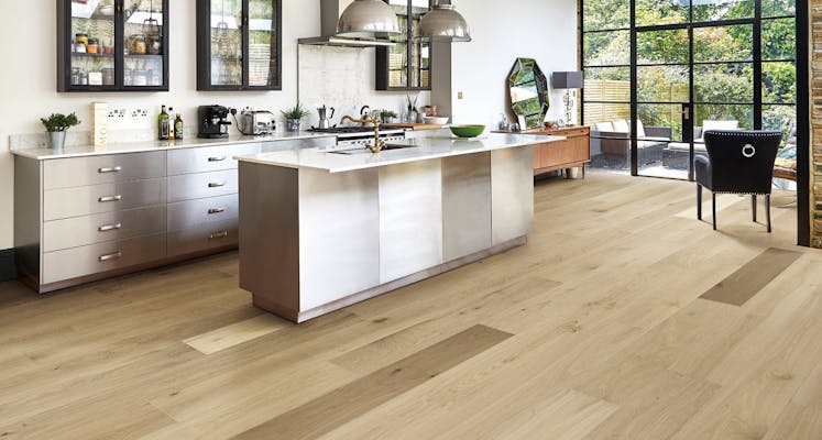 Modern kitchen with hardwood floors