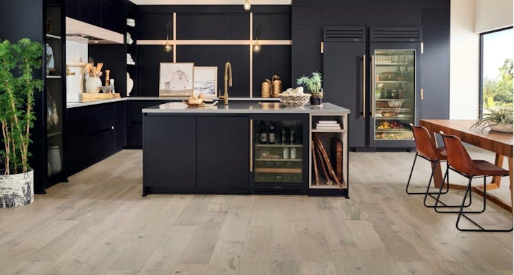 Modern laminate floor in kitchen
