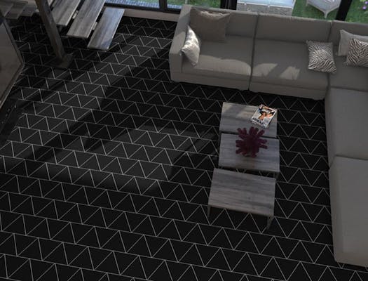 Black living room tile