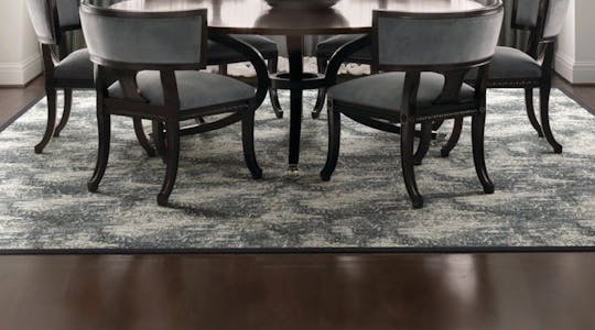 Custom rug in dining room.